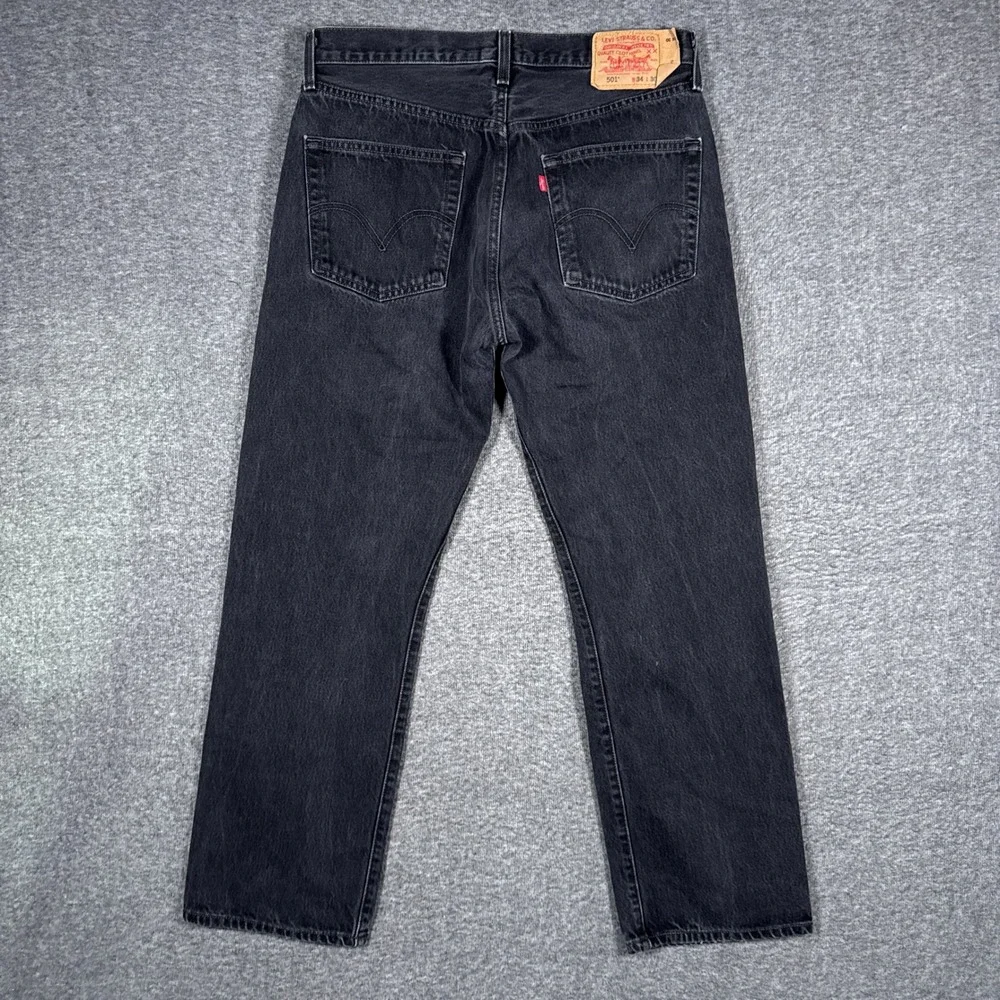 Vintage Levi's 501 Jeans Mens 34x30 Black Button Fly Straight Leg Work Y2K 2000s